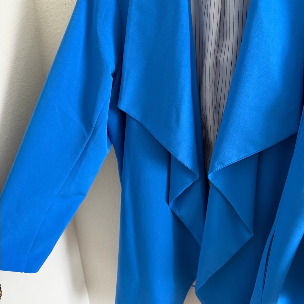Women's Blue Open Front Jacket - Picture 12 of 13